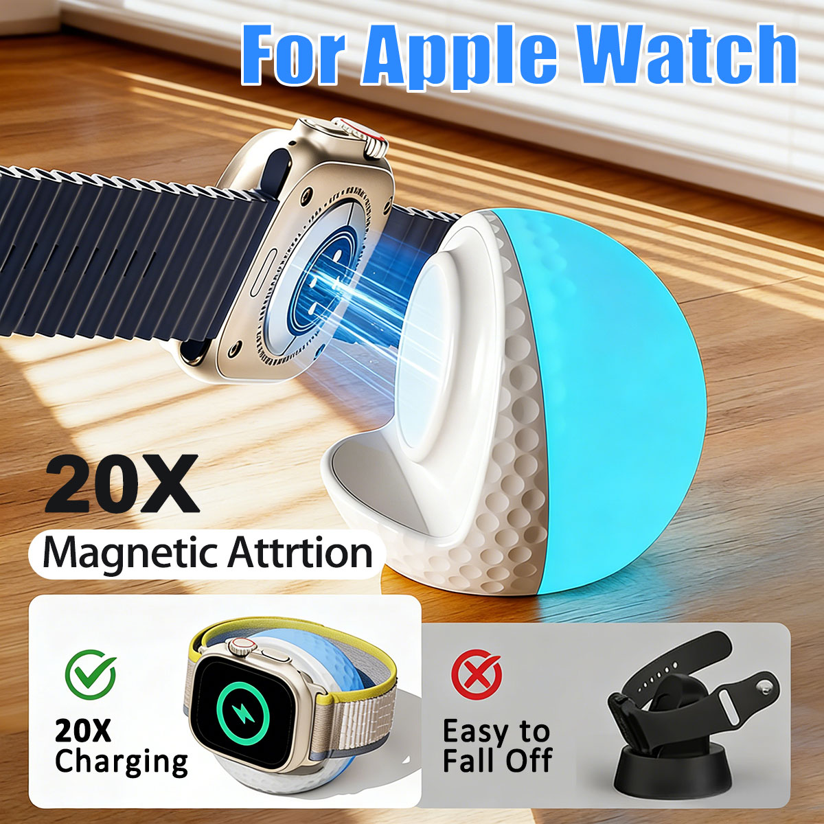 Wireless Charger Watch - حامل شحن لاسلكي محمول بإضاءة RGB