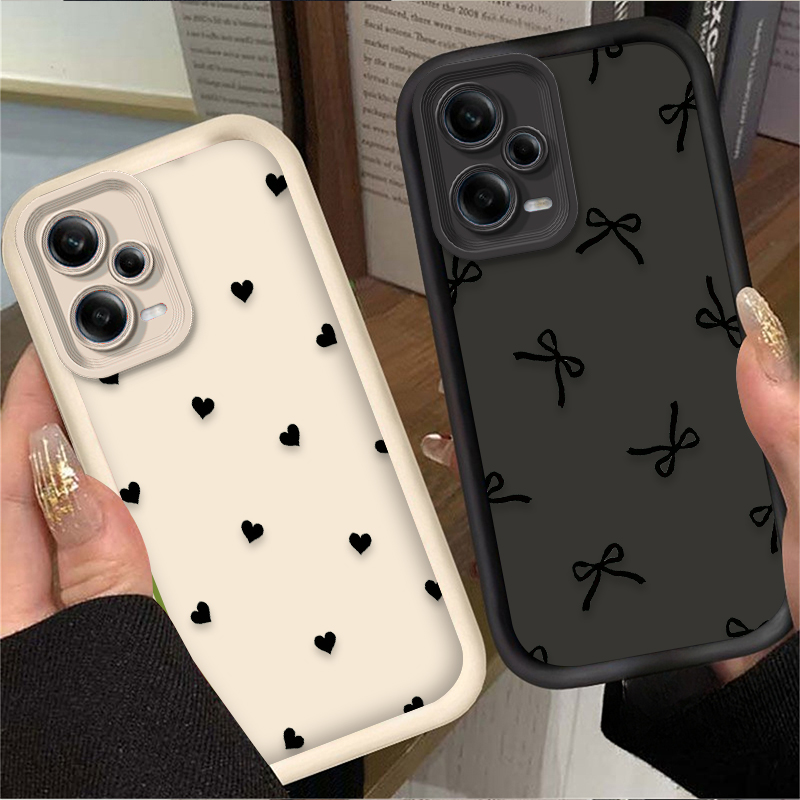 Xiaomi Redmi Note 14 - جراب هاتف أسود بتصميم قلب الحب
