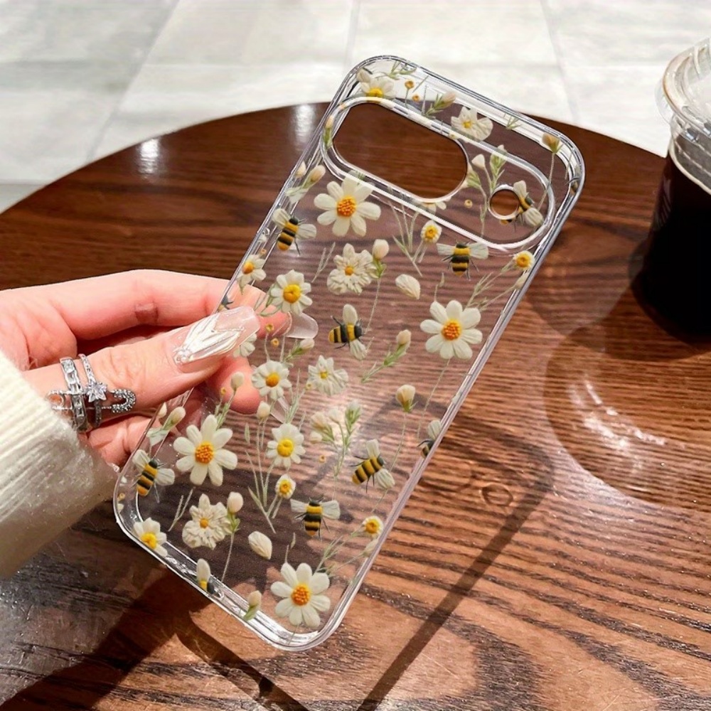 Google Pixel 8A - غطاء هاتف شفاف ناعم بنمط نحلة
