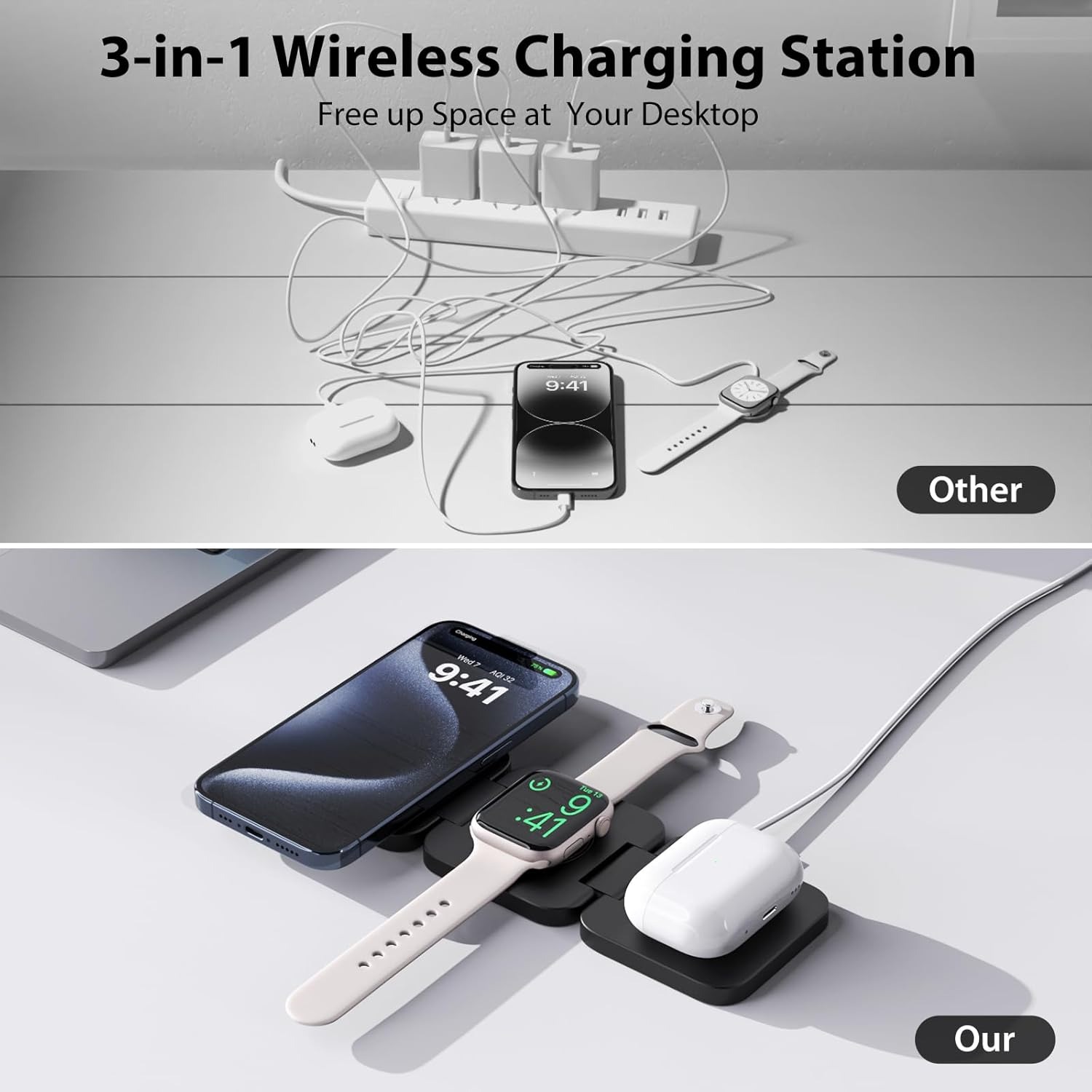 شاحن لاسلكي سريع 3 في 1 قابل ل - مراجعة Wireless Charger Watch وسعره