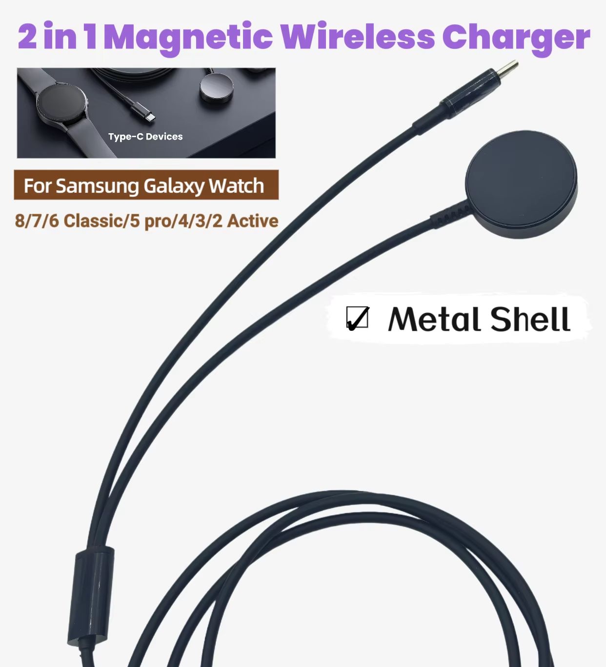 كابل شحن مغناطيسي لاسلكي معدني - مراجعة Wireless Charger Watch وسعره