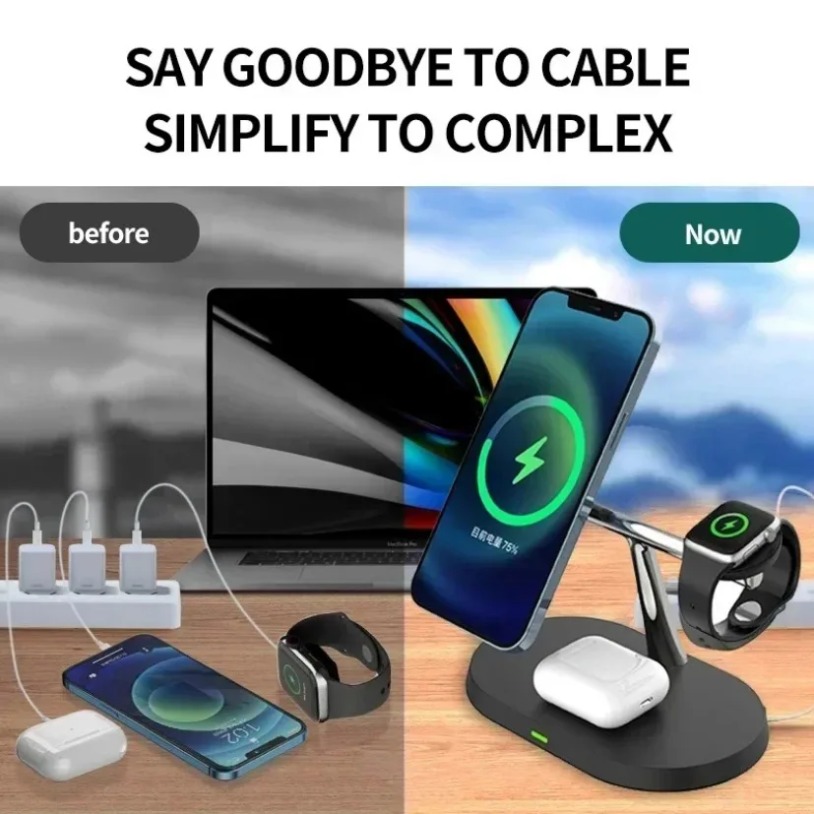 شاحن لاسلكي مغناطيسي 3 في 1 من - مراجعة Wireless Charger Watch وسعره