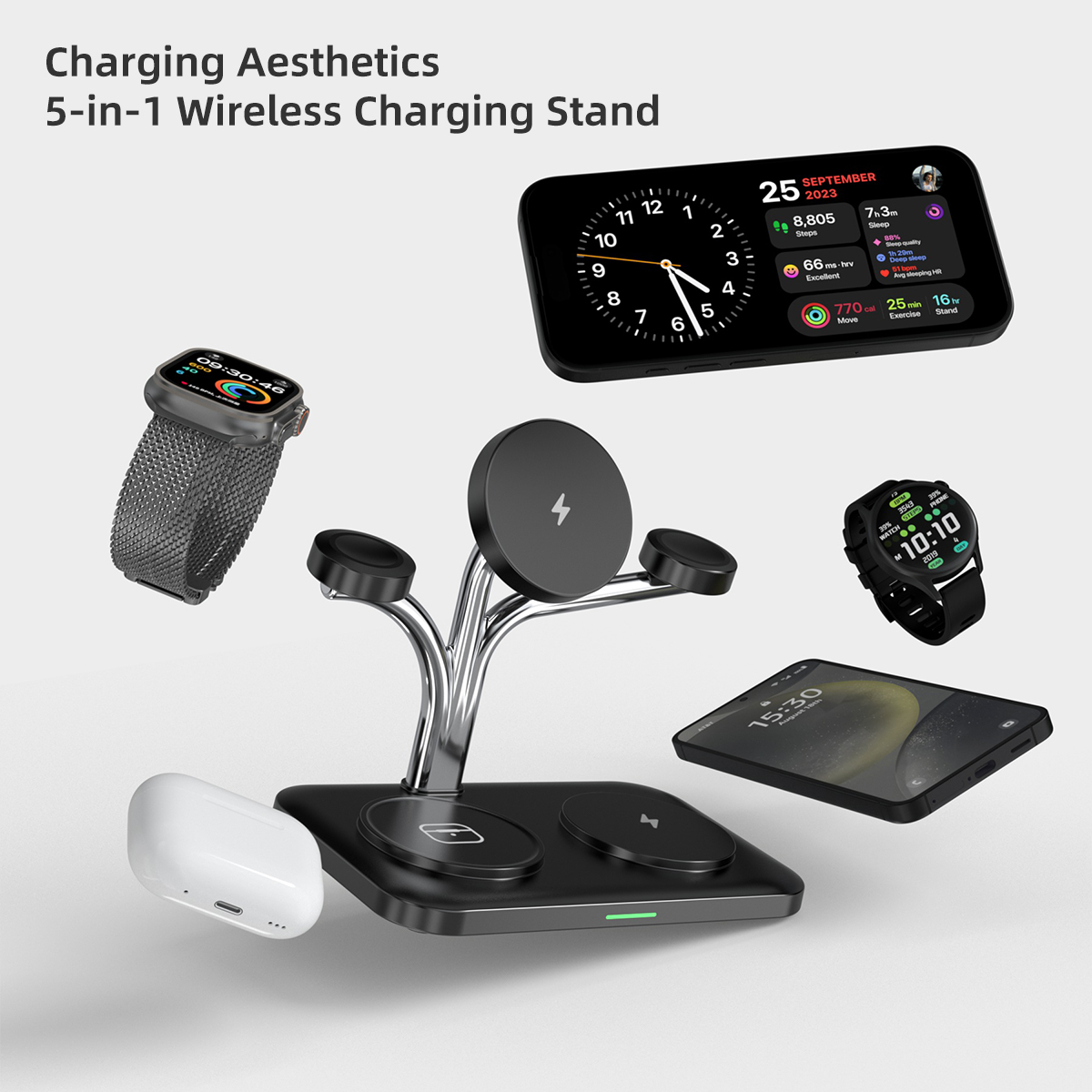 شاحن لاسلكي مغناطيسي 5 في 1 ها - مراجعة Wireless Charger Watch وسعره